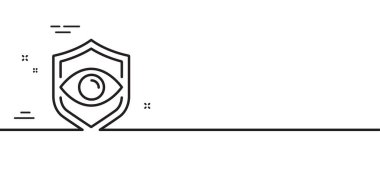 Göz algılama çizgisi simgesi. Retina taraması işareti. Biyometrik veri sembolü. Asgari çizgi çizimi arka planı. Göz çizgisi simge desenli pankart. Beyaz ağ şablonu konsepti. Vektör