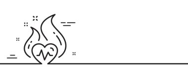 Kardiyo eğitim çizgisi simgesi. Yağ yakma egzersizi işareti. Spor salonu kalp atışı sembolüne uyuyor. Asgari çizgi çizimi arka planı. Kardiyo eğitim çizgisi simge pankartı. Beyaz ağ şablonu konsepti. Vektör