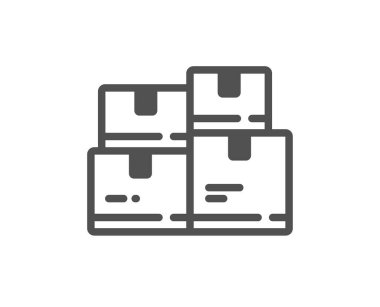 Toptan envanter ikonu. Depo kutuları imzası. Lojistik ürün sembolü. Klasik düz stil. Kalite tasarım elemanı. Basit bir toptan satış ikonu. Vektör