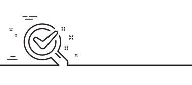 Kimya laboratuarı ikonu. Laboratuvar araştırma işareti. Analiz sembolü. Asgari çizgi çizimi arka planı. Kimya laboratuarı ikon desenli pankart. Beyaz ağ şablonu konsepti. Vektör