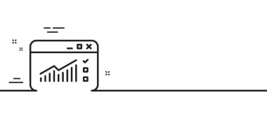 Web sitesi trafik çizgisi simgesi. Rapor çizelgesi ya da satış büyüme işareti. Analiz ve İstatistik veri sembolü. Asgari çizgi çizimi arka planı. Web trafik çizgisi simge desenli pankart. Vektör