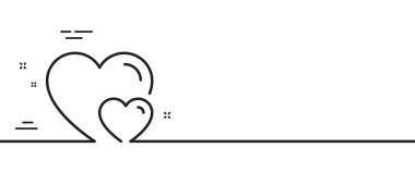 Çift Aşk Çizgisi ikonu. İki Hearts işareti. Sevgililer Günü sembolü. Asgari çizgi çizimi arka planı. Kalp çizgisi ikon desenli pankart. Beyaz ağ şablonu konsepti. Vektör