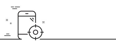Seo telefon hattı simgesi. Akıllı telefon hedefleme işareti. Trafik yönetimi sembolü. Asgari çizgi çizimi arka planı. Seo telefon hattı ikon desenli pankart. Beyaz ağ şablonu konsepti. Vektör