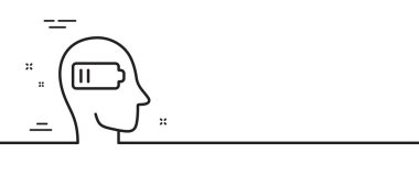 Yorgunluk çizgisi simgesi. Zor yorgunluk işareti var. Akıl sağlığı sembolü. Asgari çizgi çizimi arka planı. Yorgunluk çizgisi ikon desenli afiş. Beyaz ağ şablonu konsepti. Vektör