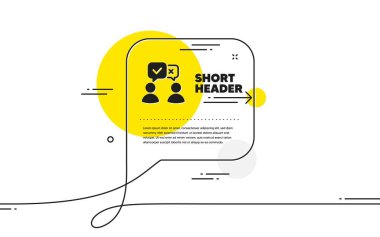 İnsanlar basit bir ikona oy veriyorlar. Devamlı sohbet pankartı. İnternet oylama tabelası. Web seçim sembolü. Sohbet mesajında insanlar ikona oy veriyor. Yorum yap ve arka planda konuş. Vektör