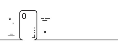 Akıllı telefon kapağı simgesi. Telefon işareti. Mobil cihaz sembolü. Asgari çizgi çizimi arka planı. Akıllı telefon kapağı simge desenli pankart. Beyaz ağ şablonu konsepti. Vektör