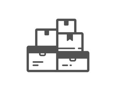 Toptan mal ikonu. Depo kutuları imzası. Lojistik envanter sembolü. Klasik düz stil. Kalite tasarım elemanı. Basit bir toptan satış ikonu. Vektör