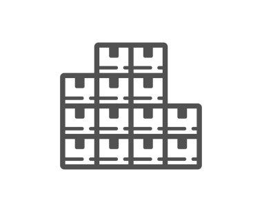 Toptan envanter ikonu. Depo kutuları imzası. Lojistik ürün sembolü. Klasik düz stil. Kalite tasarım elemanı. Basit bir toptan satış ikonu. Vektör