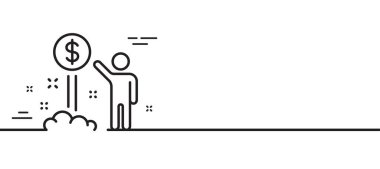 Gelir çizgisi simgesi. Zenginlik işareti. Kredi kartı sembolü. Asgari çizgi çizimi arka planı. Gelir tablosu simgesi afişi. Beyaz ağ şablonu konsepti. Vektör