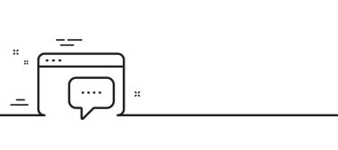 Seo mesaj çizgisi simgesi. İnternet sohbet tabelası. Trafik yönetimi sembolü. Asgari çizgi çizimi arka planı. Seo mesaj çizgisi simge pankartı. Beyaz ağ şablonu konsepti. Vektör
