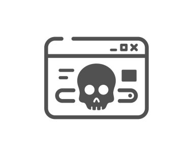 Siber saldırı ikonu. Web koruma işareti. İnternet sitesi sahtekarlık sembolü. Klasik düz stil. Kalite tasarım elemanı. Basit bir siber saldırı ikonu. Vektör