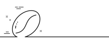 Kahve çekirdekleri çizgisi ikonu. Lezzetli tohum işareti. Vejetaryen içki sembolü. Asgari çizgi çizimi arka planı. Kahve çekirdekleri ikon desenli pankart. Beyaz ağ şablonu konsepti. Vektör