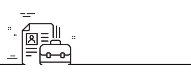 Özgeçmiş çizgisi simgesi olan bir iş davası. Portföy sembolü. Boşluk ya da Kiralama tabelası. Asgari çizgi çizimi arka planı. Boş çizgi simge desenli pankart. Beyaz ağ şablonu konsepti. Vektör