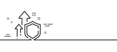 Güvenlik hattı simgesi geliştiriliyor. Artan gizlilik işareti. Güvenli savunma sembolü. Asgari çizgi çizimi arka planı. Güvenlik hattı ikon desenli pankart geliştiriliyor. Beyaz ağ şablonu konsepti. Vektör