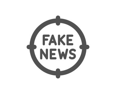 Sahte haber ikonu. Propaganda komplosu hedefi işareti. Yanlış doğruluk sembolü. Klasik düz stil. Kalite tasarım elemanı. Basit bir sahte haber ikonu. Vektör