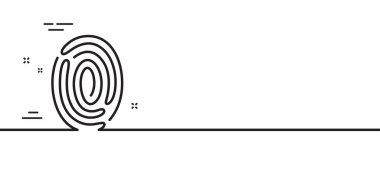 Parmak izi çizgisi simgesi. Dijital parmak izi işareti. Biyometrik tarama sembolü. Asgari çizgi çizimi arka planı. Parmak izi çizgisi simge pankartı. Beyaz ağ şablonu konsepti. Vektör