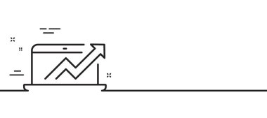 Veri Analizi ve İstatistik Çizgisi simgesi. Grafik ya da grafik işareti. Bilgisayar veri işleme sembolü. Asgari çizgi çizimi arka planı. Satış diyagramı simge desenli pankart. Vektör