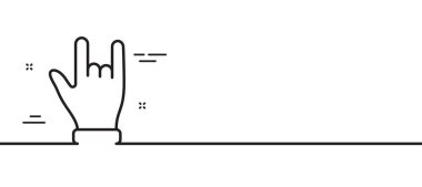 Boynuz el çizgisi simgesi. İki parmak izi. Jest sembolü. Asgari çizgi çizimi arka planı. Boynuz el çizgisi ikon desenli pankart. Beyaz ağ şablonu konsepti. Vektör