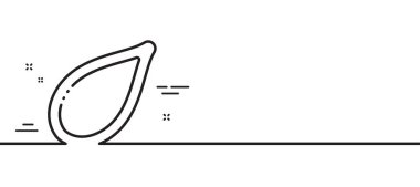 Kabak tohumu çizgisi ikonu. Lezzetli tohum işareti. Vejetaryen gıda sembolü. Asgari çizgi çizimi arka planı. Kabak tohumu çizgisi ikon desenli pankart. Beyaz ağ şablonu konsepti. Vektör