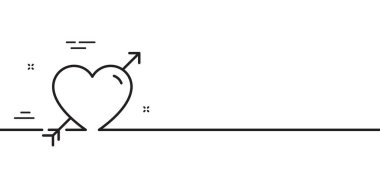 Aşk çizgisi ikonu. Sevgililer Günü kalp işareti. Çift ilişkileri sembolü. Asgari çizgi çizimi arka planı. Aşk çizgisi ikon desenli pankart. Beyaz ağ şablonu konsepti. Vektör