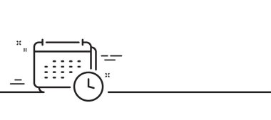 Takvim zaman çizelgesi simgesi. Yıllık planlama tabelası. Olay takvimi sembolü. Asgari çizgi çizimi arka planı. Takvim çizgisi simge pankartı. Beyaz ağ şablonu konsepti. Vektör