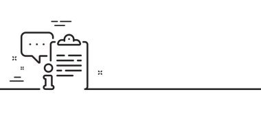 Pano belge satırı simgesi. Anlaşma belgesi. Bilgi veri sembolü. Asgari çizgi çizimi arka planı. Pano çizgisi simge desenli pankart. Beyaz ağ şablonu konsepti. Vektör