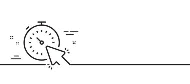 Zamanlayıcı çizgisi simgesi. Saat ya da saat işareti. Fare imleç sembolü. Asgari çizgi çizimi arka planı. Zamanlayıcı çizgisi simge pankartı. Beyaz ağ şablonu konsepti. Vektör