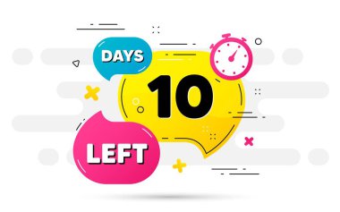 10 gün kaldı. Soyut akış şablonunda geri sayım numarası. İmzalamak için 10 gün. Teklif edilen tarih sol baloncuk. Sayılı geri sayım zamanlayıcısı. Vektör