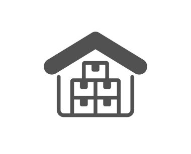 Toptan mal ikonu. Depo kutuları imzası. Lojistik depolama sembolü. Klasik düz stil. Kalite tasarım elemanı. Basit bir toptan satış ikonu. Vektör