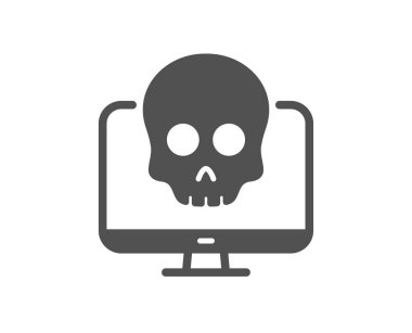 Siber saldırı ikonu. Fidye tehdidi işareti. Bilgisayar şifreleme virüsü sembolü. Klasik düz stil. Kalite tasarım elemanı. Basit bir siber saldırı ikonu. Vektör