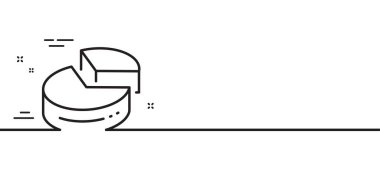 Pasta çizelgesi simgesi. Sunum 3d grafik işareti. Piyasa analizi sembolü. Asgari çizgi çizimi arka planı. Pasta çizelgesi simge pankartı. Beyaz ağ şablonu konsepti. Vektör