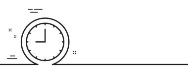 Saat çizgisi simgesi. Zaman işareti. Ofis İzleme ya da Zamanlayıcı sembolü. Asgari çizgi çizimi arka planı. Zaman çizgisi simge pankartı. Beyaz ağ şablonu konsepti. Vektör