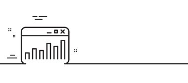 Pazarlama istatistik çizgisi simgesi. Web analitik sembolü. Tarayıcı penceresi işareti. Asgari çizgi çizimi arka planı. Pazarlama istatistik çizgisi simge desenli afişi. Beyaz ağ şablonu konsepti. Vektör