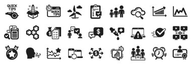 Kıdemli yıldızlar, muhasebe zenginliği, Checkbox simgeleri gibi bir dizi eğitim ikonu. İstatistik zamanlayıcısı, dolar değişimi, yel değirmeni türbin işaretleri. Hızlı ipuçları, yıldız sıralaması, kimyasal formül. Vektör