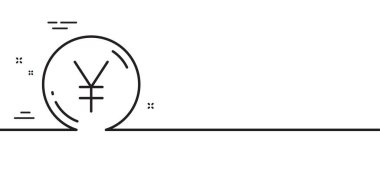 Yen para çizgisi simgesi. Jpy para birimi işareti. Nakit para sembolü. Asgari çizgi çizimi arka planı. Yen para hattı ikon desenli pankart. Beyaz ağ şablonu konsepti. Vektör