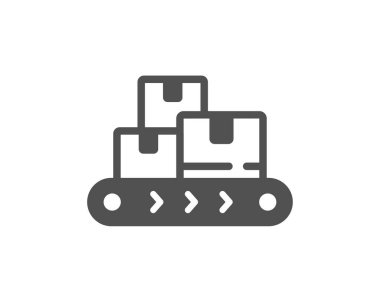 Toptan mal ikonu. Depo kutuları kemer işareti. Lojistik envanter sembolü. Klasik düz stil. Kalite tasarım elemanı. Basit bir toptan satış ikonu. Vektör