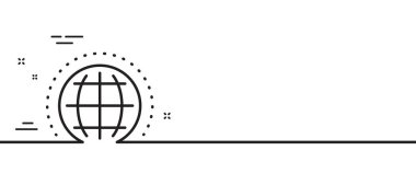 Dünya çizgisi ikonu. Dünya ya da Dünya işareti. Evrensel internet sembolü. Asgari çizgi çizimi arka planı. Dünya çizgisi ikon desenli pankart. Beyaz ağ şablonu konsepti. Vektör