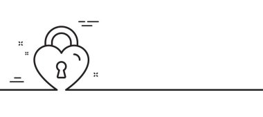 Aşk kilit çizgisi simgesi. Balayı köprüsü dolap tabelası. Çift ilişkileri sembolü. Asgari çizgi çizimi arka planı. Aşk kilit çizgisi ikon desenli pankart. Beyaz ağ şablonu konsepti. Vektör