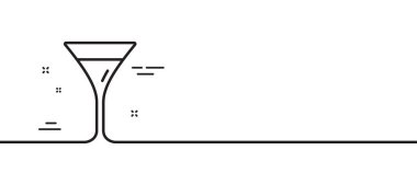 Martini cam çizgisi ikonu. Şarap kadehi tabelası. Asgari çizgi çizimi arka planı. Martini cam çizgisi ikon desenli pankart. Beyaz ağ şablonu konsepti. Vektör