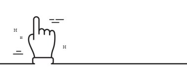 El çizgisi simgesine tıklayın. Bir parmak izi. Yön jest sembolü. Asgari çizgi çizimi arka planı. El çizgisi simge panosuna tıklayın. Beyaz ağ şablonu konsepti. Vektör