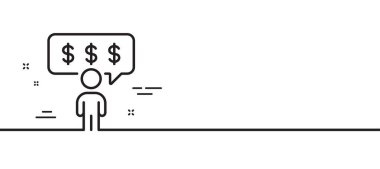 Çalışan hakları çizgisi simgesi. İş maaş tabelası. İnsanların tasarruf sembolü. Asgari çizgi çizimi arka planı. Çalışan hakları çizgi ikon desenli pankart. Beyaz ağ şablonu konsepti. Vektör