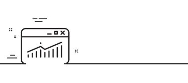 Web sitesi trafik çizgisi simgesi. Rapor çizelgesi ya da satış büyüme işareti. Analiz ve İstatistik veri sembolü. Asgari çizgi çizimi arka planı. Web sitesi İstatistik Hattı simge desenli afişi. Vektör