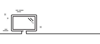 Çizgi simgesini görüntüle. Bilgisayar bileşeni aygıt işareti. Ekran sembolü. Asgari çizgi çizimi arka planı. Çizgi simgesi pankartı. Beyaz ağ şablonu konsepti. Vektör