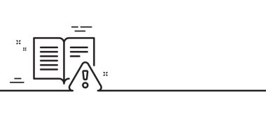 Kullanma kılavuzu simgesi. Uyarı yazısı. Dikkat uyarı sembolü. Asgari çizgi çizimi arka planı. Kullanma kılavuzu simge desenli pankart. Beyaz ağ şablonu konsepti. Vektör