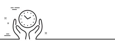 Güvenli zaman çizelgesi simgesi. Saat işareti. Sembolü tut. Asgari çizgi çizimi arka planı. Güvenli zaman çizgisi simge pankartı. Beyaz ağ şablonu konsepti. Vektör