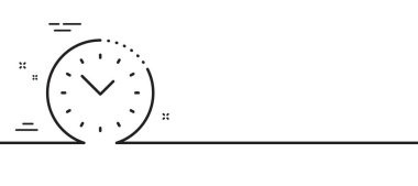 Zaman yönetimi çizgisi simgesi. Saat işareti. Sembol izle. Asgari çizgi çizimi arka planı. Zaman yönetimi çizgisi simge pankartı. Beyaz ağ şablonu konsepti. Vektör