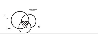Euler diyagram çizgisi simgesi. Eulerian çemberleri imzalar. İlişkiler çizelgesi sembolü. Asgari çizgi çizimi arka planı. Euler diyagram çizgisi simge desenli afişi. Beyaz ağ şablonu konsepti. Vektör