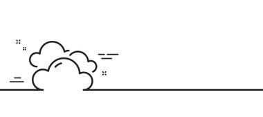 Bulutlu hava çizgisi simgesi. Bulut işareti. Gökyüzü sembolü Asgari çizgi çizimi arka planı. Bulutlu hava çizgisi ikon desenli pankart. Beyaz ağ şablonu konsepti. Vektör