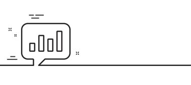 Çizelge simgesi. Grafik ya da satış büyüme işaretini konuşma balonunda raporla. Analiz ve İstatistik veri sembolü. Asgari çizgi çizimi arka planı. Analitik Sohbet Hattı simgesi pankartı. Vektör