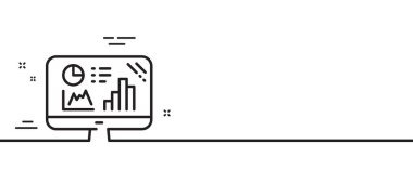 Analitik grafik çizgisi simgesi. Sütun çizelgesi işareti. Büyüme diyagramı sembolü. Asgari çizgi çizimi arka planı. Analitik grafik çizgisi simge desenli pankart. Beyaz ağ şablonu konsepti. Vektör